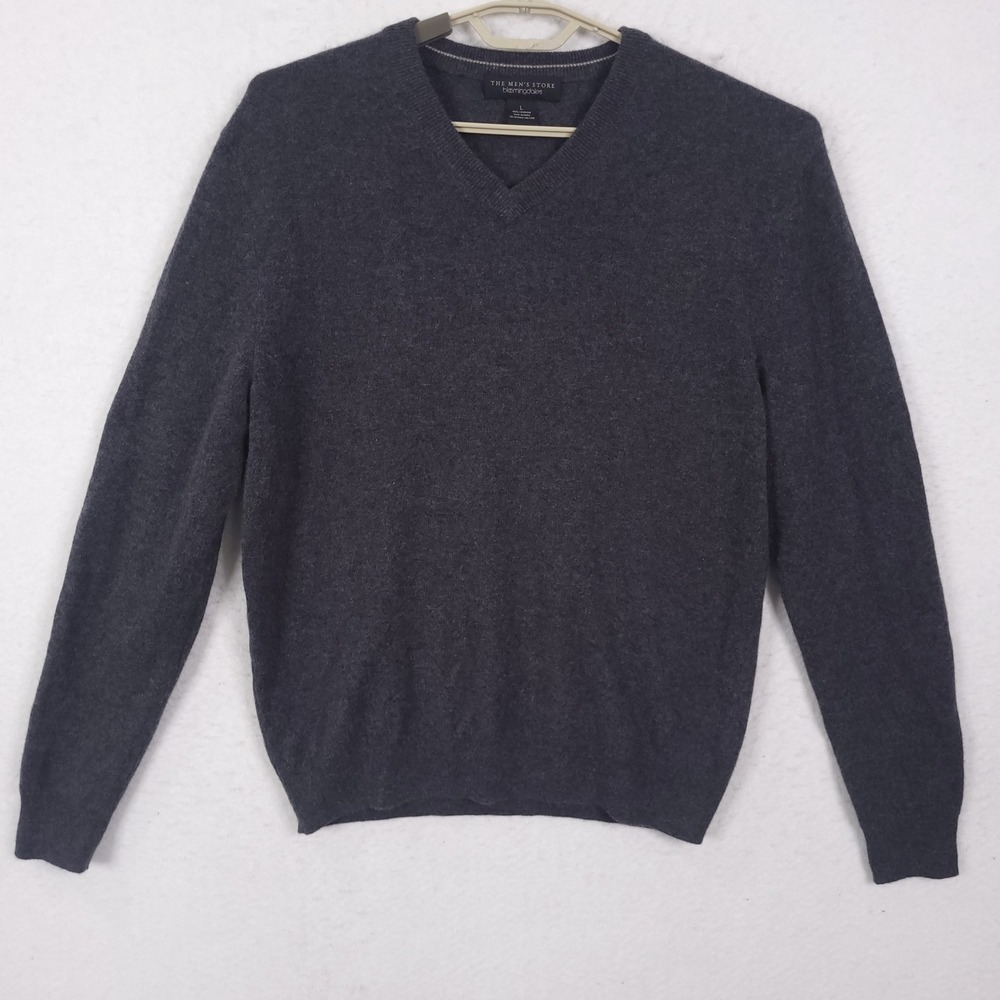 The Men's Store Bloomingdale's V-Neck Cashmere Sweater Mens Large Charcoal Grey